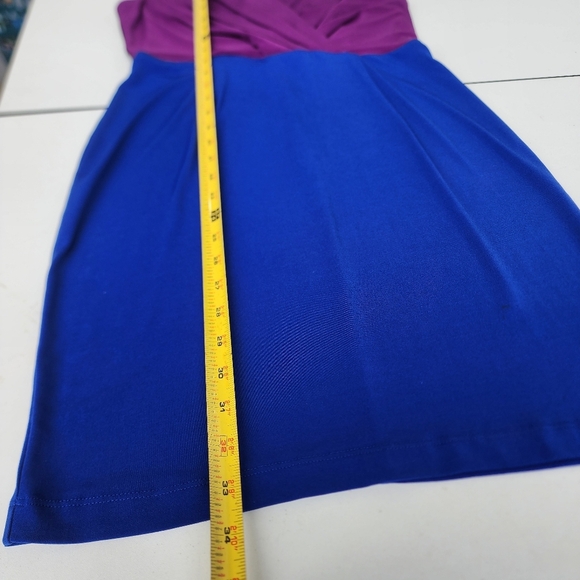 CALVIN KLEIN Sheath Dress Purple Black Blue Color Block Sleeveless Sletch Sz S - Picture 11 of 12